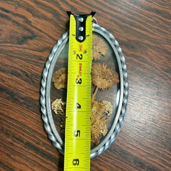 Vintage Lasting Impressions Pressed Flower Oval Glass Suncatcher – 6” x 3.5” - Picture 14 of 14